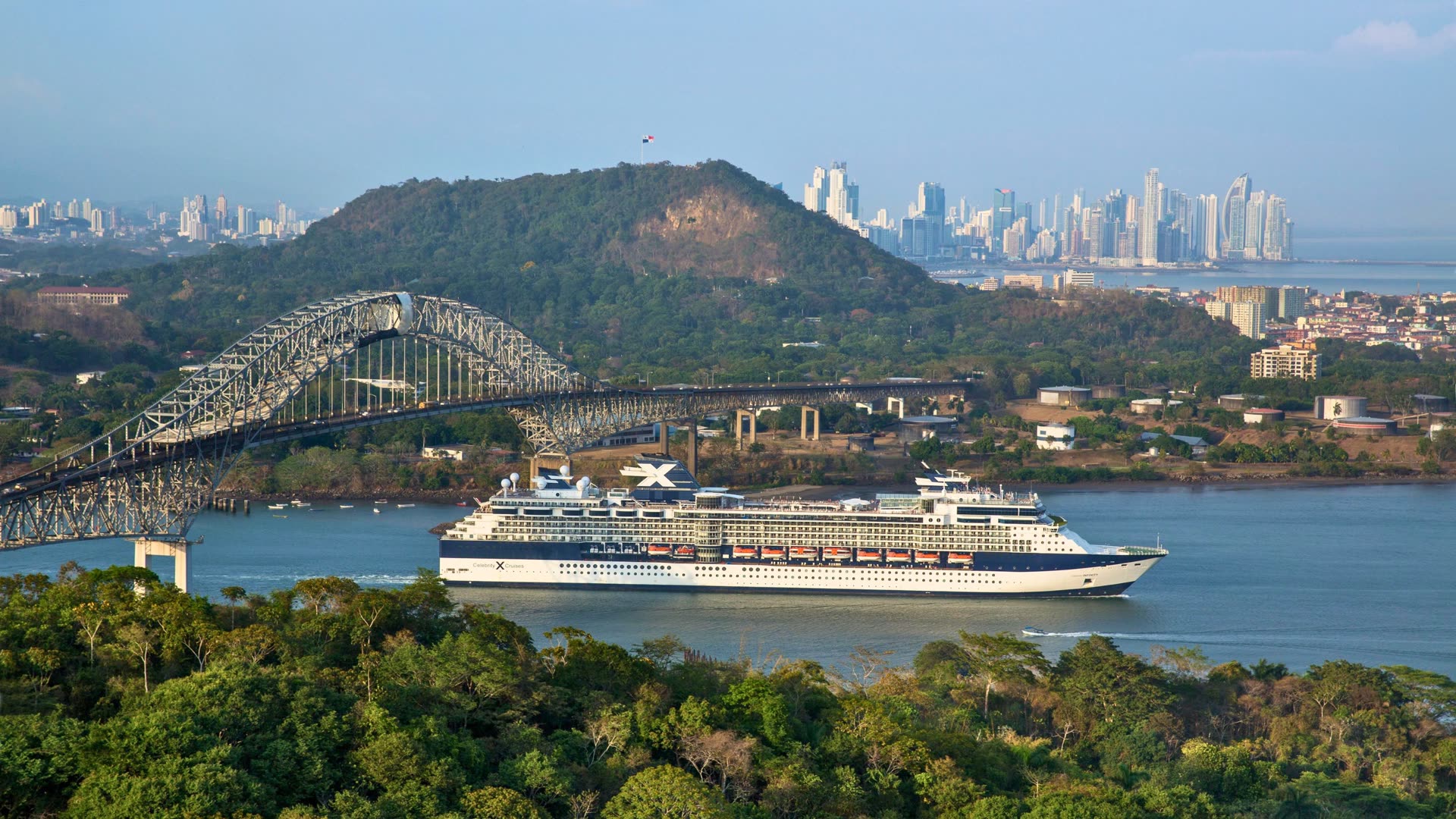 Cruise ship transiting the Panama Canal - bucket-list cruise signature trip